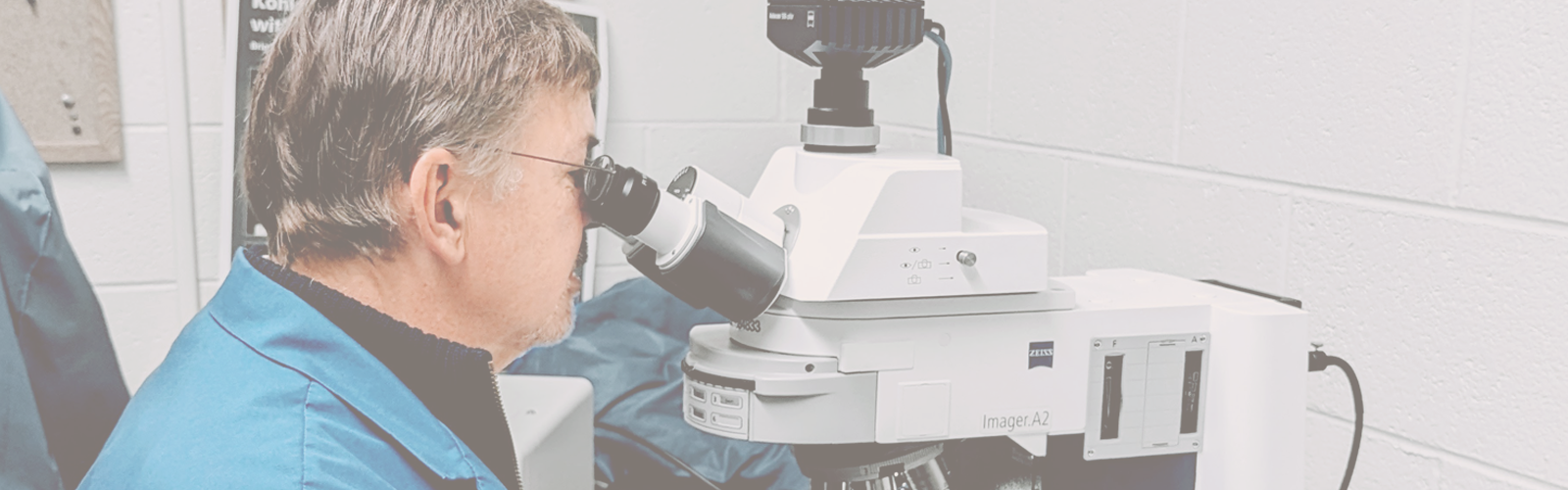 Dr. Rob Nickells looking through a microscope
